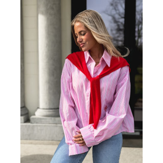 Chemise lignée Clotilde - Rose/rouge