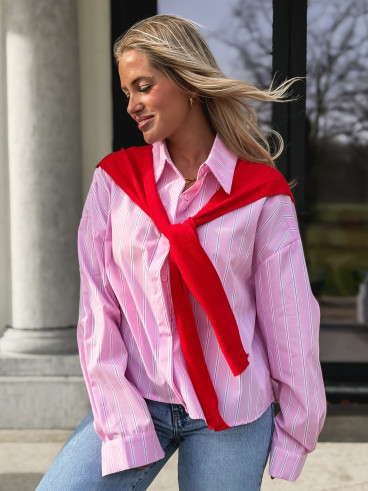 Chemise lignée Clotilde - Rose/Rouge