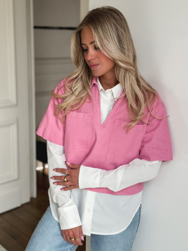 Blouse en jeans Milana - Rose