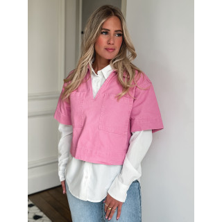 Blouse en jeans Milana - Rose