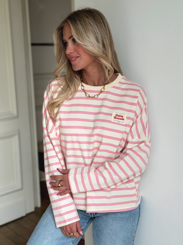 T-shirt longues manches Blondine - Crème/Rose