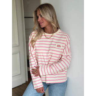 T-shirt longues manches Blondine - Crème/Rose