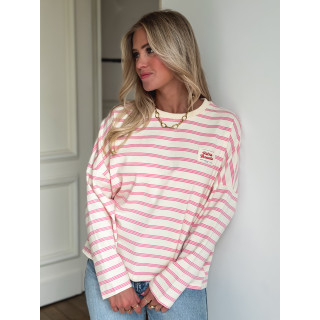 T-shirt longues manches Blondine - Crème/Rose
