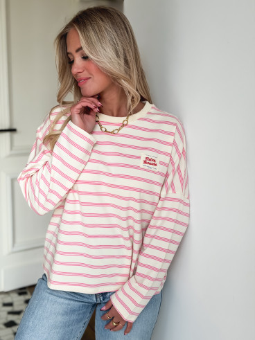 T-shirt longues manches Blondine - Crème/Rose