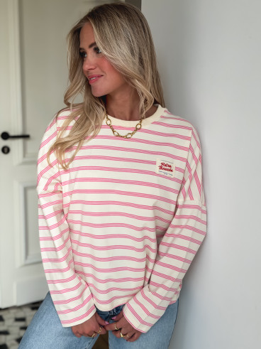 T-shirt longues manches Blondine - Crème/Rose
