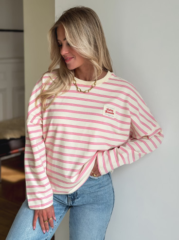 T-shirt longues manches Blondine - Crème/Rose