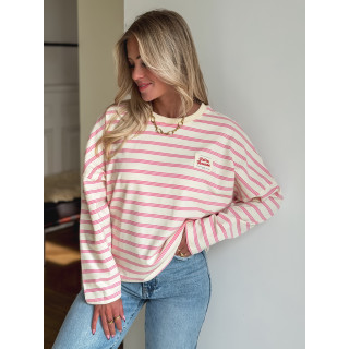 T-shirt longues manches Blondine - Crème/Rose