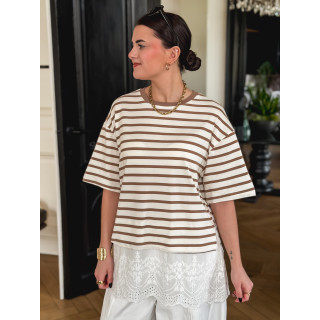 T-shirt ligné Flavia - Beige/Ecru