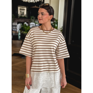 T-shirt ligné Flavia - Beige/Ecru