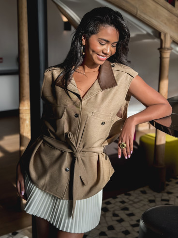 Veste sans manches Dayvie - Taupe/Chocolat