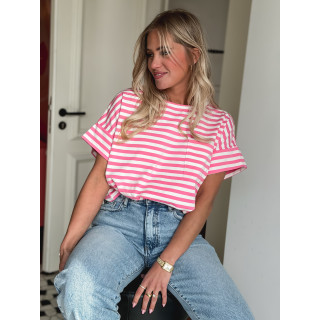 T-shirt ligné Ophélie - Rose