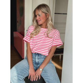 T-shirt ligné Ophélie - Rose