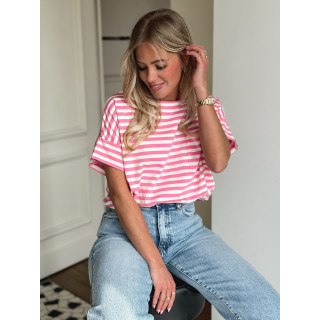 T-shirt ligné Ophélie - Rose