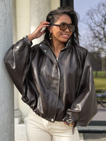 Veste en simili Amalina - Chocolat