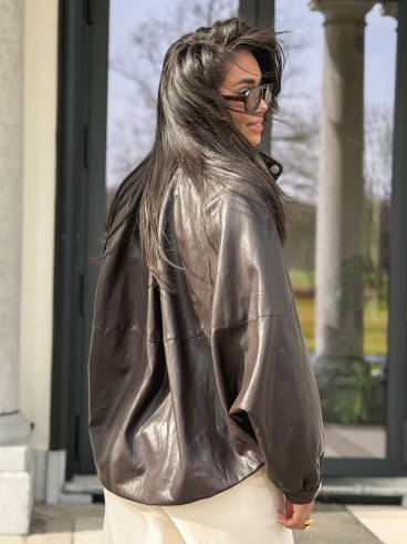 Veste en simili Amalina - Chocolat