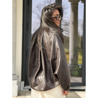 Veste en simili Amalina - Chocolat