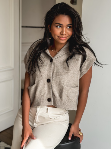 Gilet court Casilda - Taupe