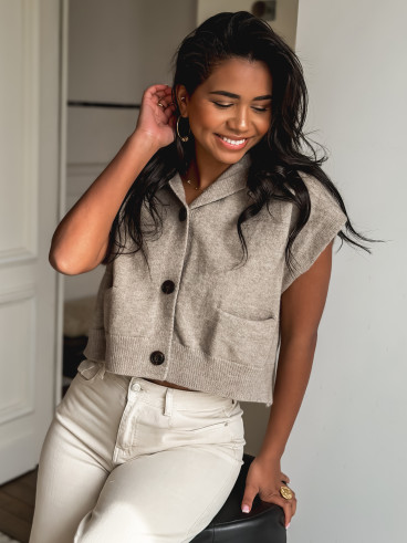 Gilet court Casilda - Taupe