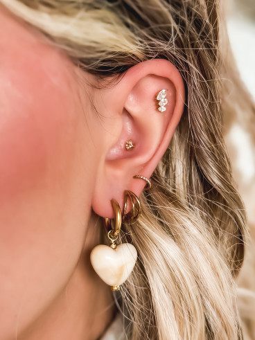 Boucles d'oreilles Corazon - Doré/Beige