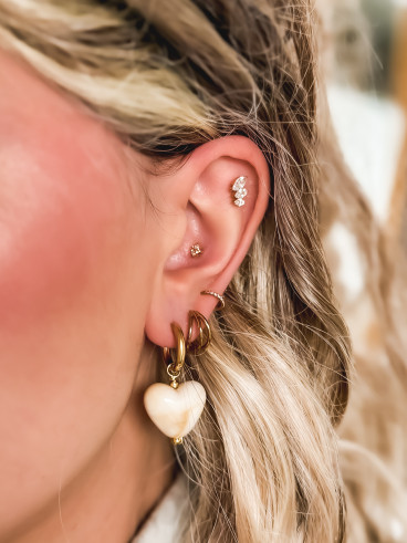Boucles d'oreilles Corazon - Doré/Beige