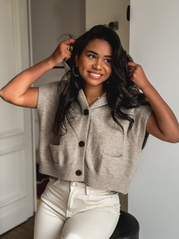 Gilet court Casilda - Taupe