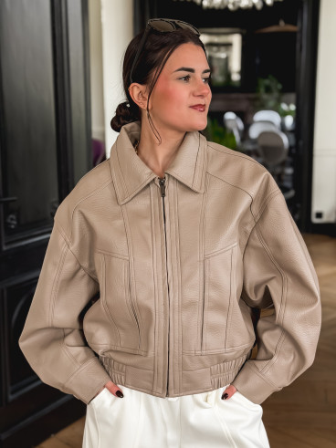 Veste en simili Oanelle - Beige foncé