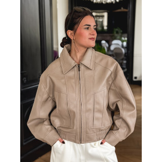 Veste en simili Oanelle - Beige foncé