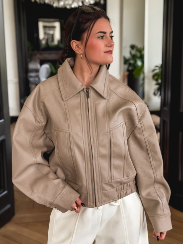 Veste en simili Oanelle - Beige foncé
