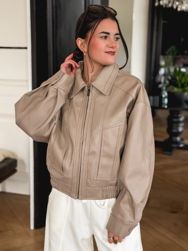 Veste en simili Oanelle - Beige foncé