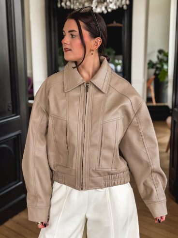 Veste en simili Oanelle - Beige foncé