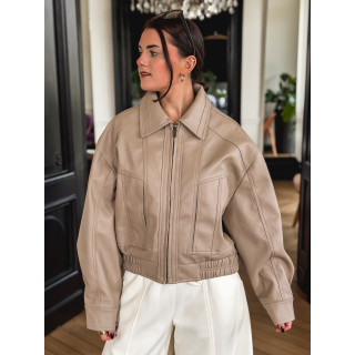 Veste en simili Oanelle - Beige foncé