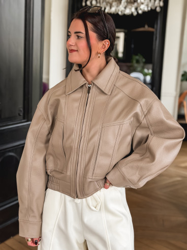 Veste en simili Oanelle - Beige foncé