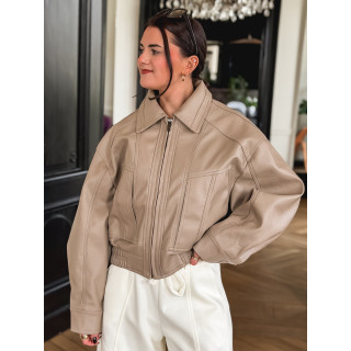 Veste en simili Oanelle - Beige foncé