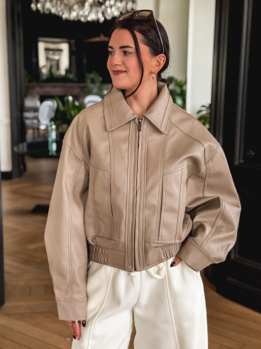 Veste en simili Oanelle - Beige foncé