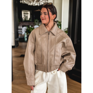 Veste en simili Oanelle - Beige foncé