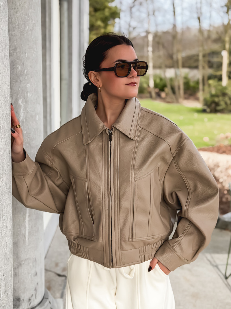 Veste en simili Oanelle - Beige foncé