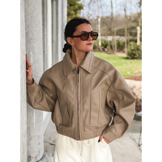 Veste en simili Oanelle - Beige foncé