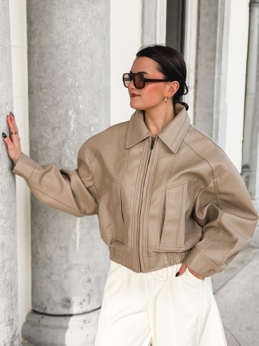 Veste en simili Oanelle - Beige foncé