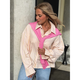 Chemise lignée Clotilde - Jaune/Rose