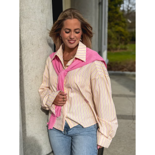 Chemise lignée Clotilde - Jaune/Rose