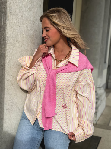 Chemise lignée Clotilde - Jaune/Rose