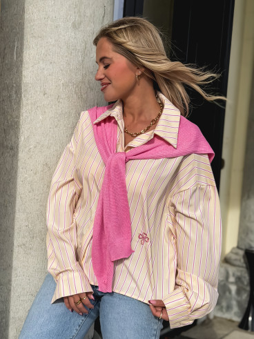 Chemise lignée Clotilde - Jaune/Rose