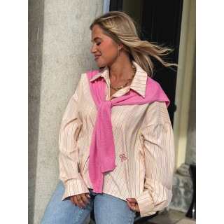 Chemise lignée Clotilde - Jaune/Rose