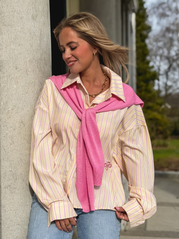 Chemise lignée Clotilde - Jaune/Rose