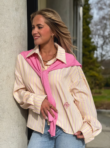 Chemise lignée Clotilde - Jaune/Rose