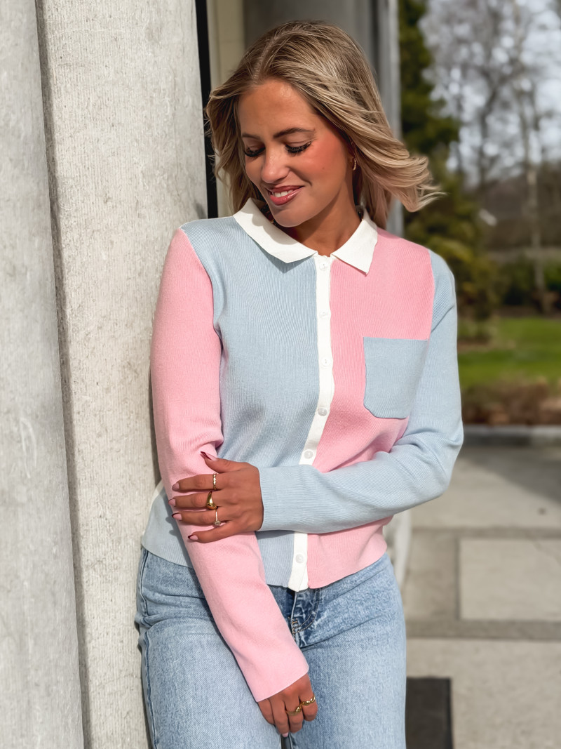 Gilet Gambie - Bleu/Rose