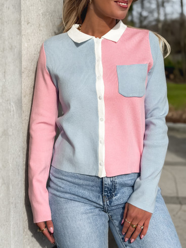 Gilet Gambie - Bleu/Rose