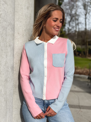 Gilet Gambie - Bleu/Rose