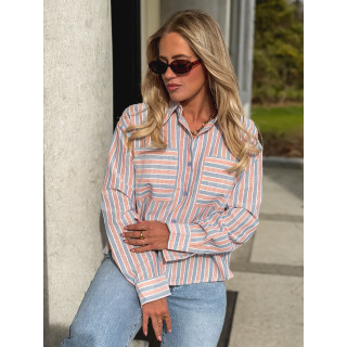 Chemise lignée Jessie - Bleu/Rouge