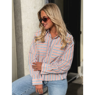 Chemise lignée Jessie - Bleu/Rouge